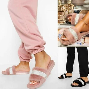 Sandalias de verano para mujer y dama deslizables de diamante deslizables de piel brillante - Imagen 1 de 3