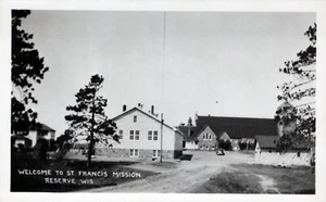 Welcome to St. Francis Mission - Reserve, Wisconsin - unposted RPPC - Picture 1 of 2