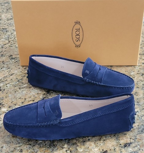 TOD’S Scarpe basse Tod's Italy blu navy scuro scamosciate gommino driving moc donna 35 5 nuove