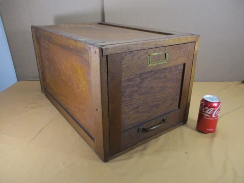 Antique Oak Wood File Cabinet Organizer Stacking Pull Out Drawer 24 x 14 Cover