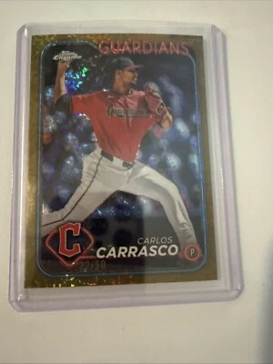 2024 Topps Actualización Cromo Carlos Carrasco USC4 Mini-Diamantes Oro/50 Guardianes Foto 1 de 4