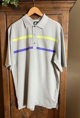 Foot Joy FJ Hombre Grande Manga Corta Polo Gris/1 Púrpura-1 Amarillo Neón Foto 1 de 4
