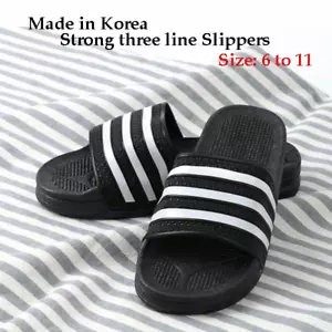 Home Outdoor Indoor Beach Wide Slipper Women Men Child Three Line Made in Korea - Picture 1 of 6
