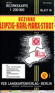 RDA BICEZIKS MAPA LEIPZIG KARL-MARX-STADT hoja 10 aprox. 1:200 000 editorial de mapas - Imagen 1 de 1