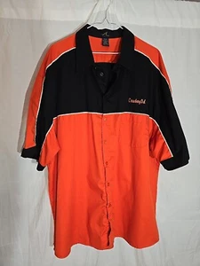 Motorcycles – Mechanic Button Up Mens Orange Black Shirt Size XXL - Picture 1 of 5