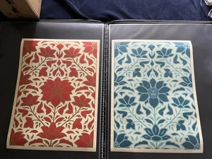 Obey Deco Floral Pattern Blue Red Screen Print Poster Set Signed & Numbered 275 - Picture 1 of 9