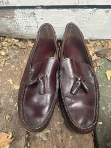 Hanover Vintage Boat Shoes Loafers Mens Size 9.5 Leather Cordovan Tassle Front - Picture 1 of 12