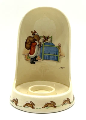Rare! *** SANTA CLAUS BUNNYKINS CANDLE HOLDER - 1934 *** Sister Barbara Vernon - Image 1 of 4