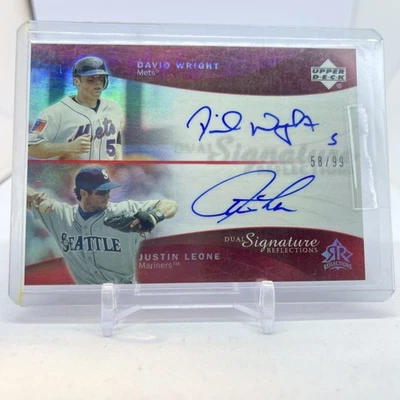 David Wright/Justin Leone 2005 Upper Deck Reflections Dual Signature 58/99 #DWJL - Image 1 of 4