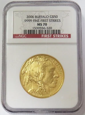 2006 GOLD $50 AMERICAN BUFFALO 1oz NGC MS 70 FIRST STRIKES - Image 1 of 2