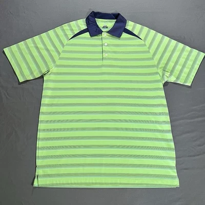 Polo de golf Bolle verde a rayas para hombre manga corta rendimiento Foto 1 de 4