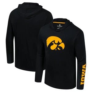 Men's Colosseum Black Iowa Hawkeyes Logo Lockup Active Blend Long Sleeve - Picture 1 of 3