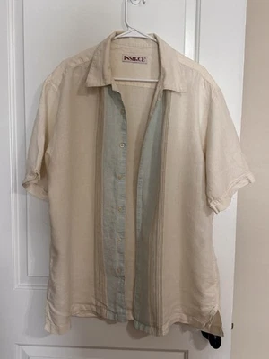 Inserch Button Up Shirt Men's Linen Plaid Short Sleeves Casual Cruise Large - Image 1 of 4