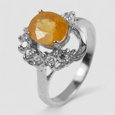 Anillos de joyería hechos a mano de plata de ley 925 de 1,70 quilates con zafiro amarillo Royal Sunrise Foto 1 de 4