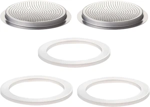 2 Pcs Filter 3 Pcs Silicone Gasket Seals for 9-12 Cup Stovetop Espresso Maker - Picture 1 of 6