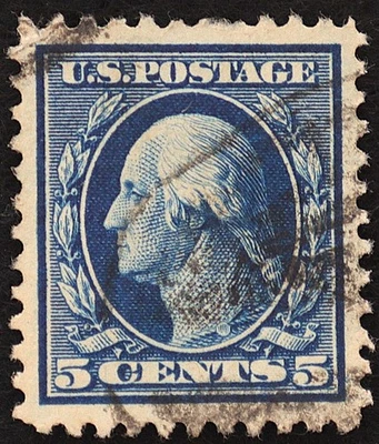 U.S. Used Stamp Scott #504 5c Washington. XF Jumbo. A Gem! - Image 1 of 2