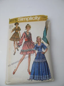 Vestido de Colección Simplicity 8875 Años 70 Pradera Largo Corto Volantes Cintura Ajustador Talla 16 (C) - Imagen 1 de 6