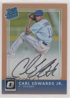 2016 Donruss Optic Rated Rookies Signatures Orange /99 Carl Edwards Jr Auto RC - Image 1 of 2