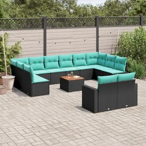 Patio Sofa Set with Cushions Outdoor Furniture 13 Piece Gray Poly Rattan vidaXL - Picture 1 of 26