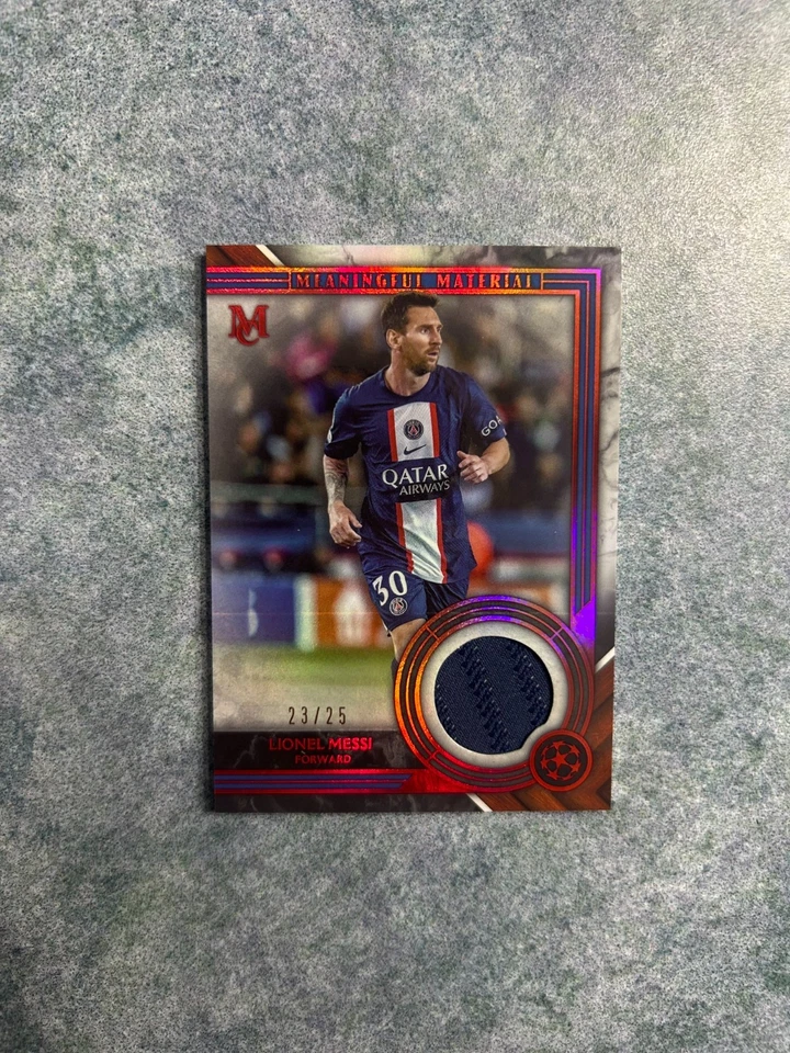 Lionel Messi 23/25 Meaningful Material Relic PSG Topps Museum UCL 2022/23 Patch - Image 1 of 4