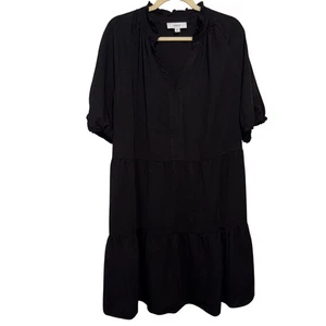 NWT CeCe Womens Black Ruffled Midi Dress 2X - Picture 1 of 7