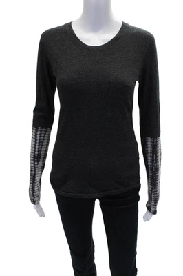 Raquel Allegra Womens Cotton Tie Dye Long Sleeve Crew Neck Top Gray Size 0 - Image 1 of 4