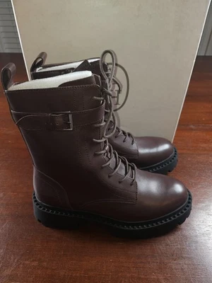 ASH Mujer Café Marrón Cuero Suave Gena Bota de Motociclista Cremallera Lateral Nueva en Caja Talla 9 Foto 1 de 4