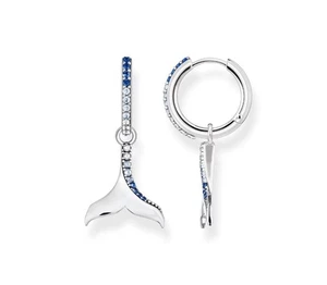 Thomas Sabo Hoop earrings tail fin with blue stones - Picture 1 of 2