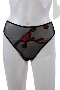 Antinea Womens Embroidered Mesh Cheeky Sheer Panties Black Size 16 - Picture 1 of 5