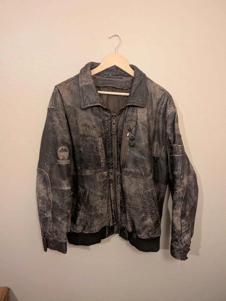 Chaqueta de Vuelo de Cuero Avirex Tipo A-2 De Colección Grande Ejército de los Estados Unidos Fuerza Aérea ANGUSTIADA Foto 1 de 3