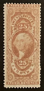 Travelstamps: 1862-1871 US Revenue Scott #R43c 25c BOND Used, Ng - Picture 1 of 5
