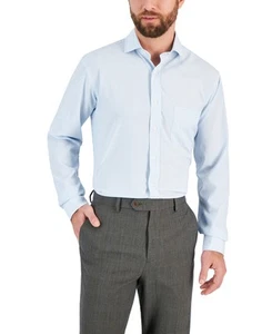 Club Room Men Regular fit Dress Shirt 17 17.5 in 32-33 Blue Striped - Picture 1 of 1