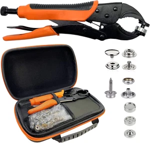 Heavy Duty Snap Fastener Tool Kit, Punching Function, Snap Button Tool with Adju - Picture 1 of 12