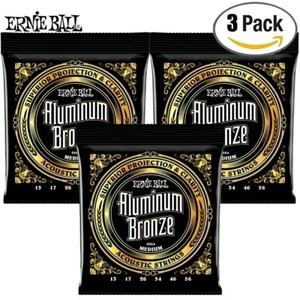 3-PACK Ernie Ball 2564 Aluminum Bronze Acoustic Guitar Strings Medium 13-56 - Picture 1 of 1