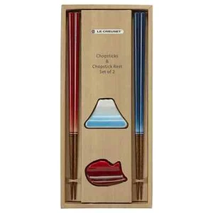 Le Creuset Chopstick & Chopstick Rest Set Cherry Red & Marine Blue from Japan - Picture 1 of 5