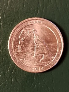 2014 P Utah Arches Quarter Double Strike Ring ERROR Through Writing Truly Rare - Picture 1 of 2