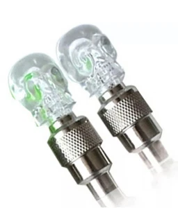 2X LED Skull Light Tire Wheels Valve Stem Caps Motorcycle Car Truck Bike Auto - Picture 1 of 11