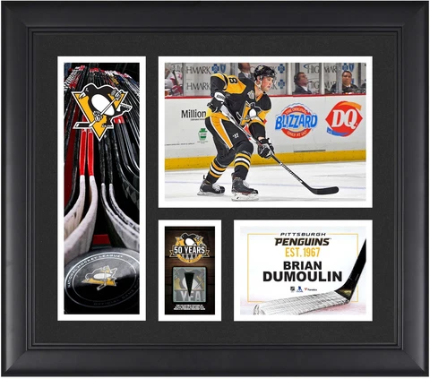 Brian Dumoulin Penguins Framed 15x17 Collage & Piece of GU Puck Cover