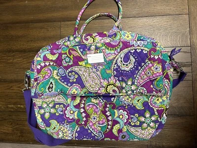Vera Bradley Large Quilted Purple Teal Pink  Paisley Travel Tote Duffle Bag - Image 1 of 4