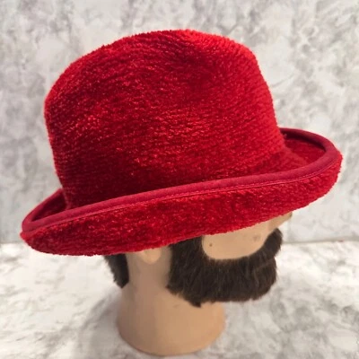 Sombrero de Chenille Cloche de Colección para Mujer Talla Única Ala Roja Enrollada Boho Festival Foto 1 de 4