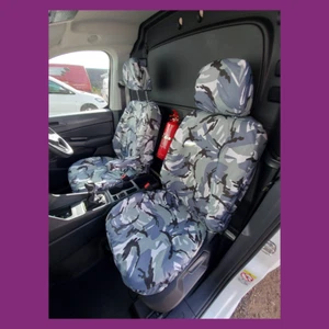 VW Volkswagen Caddy 2021+ Tailored Waterproof Front Pair Grey Camo Seat Covers - Picture 1 of 2