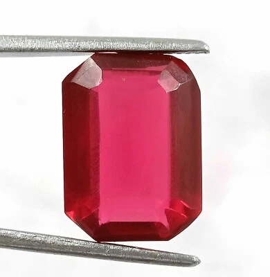 Pretty Red Ruby Stone 12-13 Carat EGL Certified Emerald Cut Faceted Gemstone JKF - Image 1 of 4