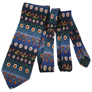 Vtg Men's Tie POSITANO 100% Silk Necktie Blue Floral Woven Made In Italy 148 Cm - Picture 1 of 11
