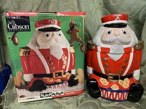 GIBSON CASCANUECES NAVIDAD AÑOS 90 11” TARRO GALLETAS PINTADO A MANO COLECCIONABLE - Imagen 1 de 10
