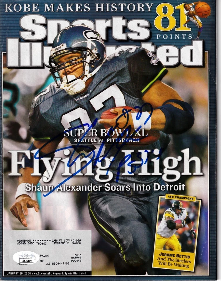 Shaun Alexander signed auto Seattle Seahawks 2006 Sports Illustrated issue (JSA) - Image 1 of 1