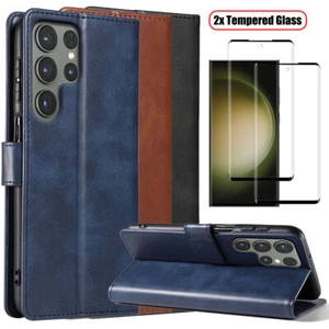 For Samsung Galaxy S23/ Ultra/+/FE Case Shockproof Leather Cover Tempered Glass - Picture 1 of 41