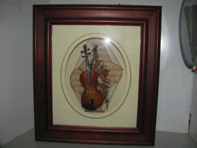 Large Violin Shadow Timber Box Wall Hanging Decorative Inlayed VG Condition - Image 1 of 4
