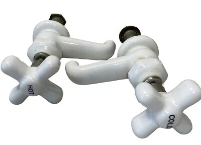 Antique Porcelain HOT COLD Sink Bathtub Knobs Fixtures Republic Handle Hardware - Image 1 of 4