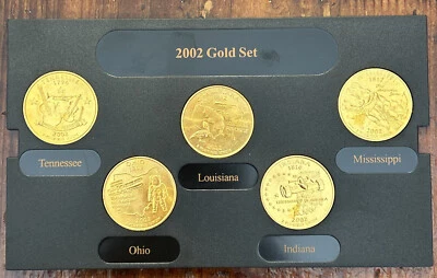 2002 GOLD D 50 STATE COMMEMORATIVE QUARTERS - 5 Coins - No Box & No Case - Image 1 of 2