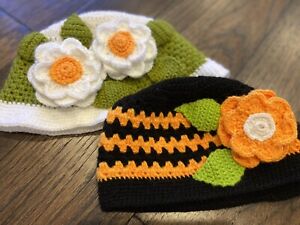 A Set Of Hand Crocheted Hats For Girls Ages 8 Plus